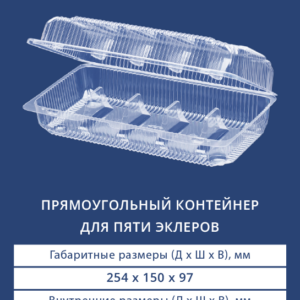 ПРЯМОУГОЛЬНЫЙ КОНТЕЙНЕР ДЛЯ ПЯТИ ЭКЛЕРОВ 1125В