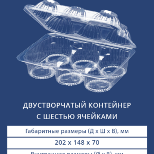 ДВУСТВОРЧАТЫЙ КОНТЕЙНЕР С 6 ЯЧЕЙКАМИ 1626