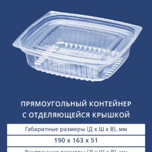ПРЯМОУГОЛЬНЫЙ КОНТЕЙНЕР С ОТДЕЛЯЮЩЕЙСЯ КРЫШКОЙ 2500/2501